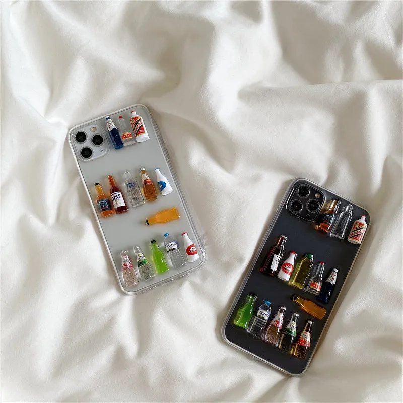Прозрачный 3d чехол для телефона с изображением бара Пива Бутылки iPhone SE 2020 12 11 Pro Max