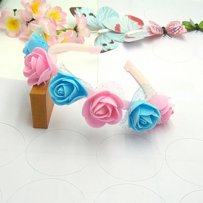 

Xmas Girls Hair Accessories Flower Crown Headband Yarn Form Wreath Headdress Romantic Children's Hairband Candy Colors Headwear