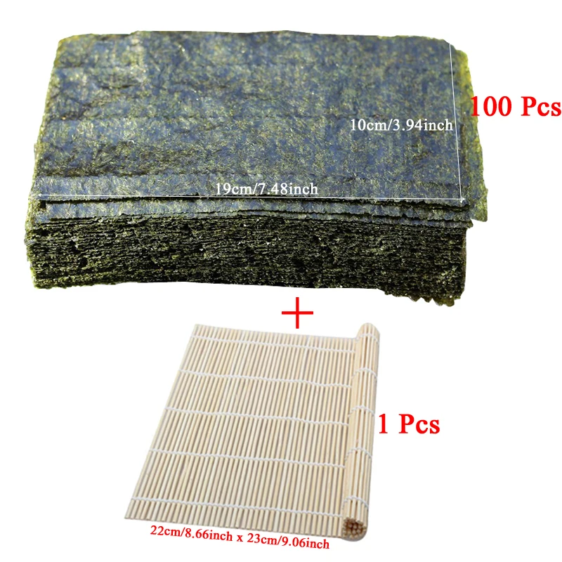19x10cm 100p1M 50-100 шт наполовину резанные суши нори Морские Водоросли с фабрики AAA Качество, темно-зеленый вторичный выпечки Нори Суши algues, топ продаж - Цвет: 19x10cm 100p1M