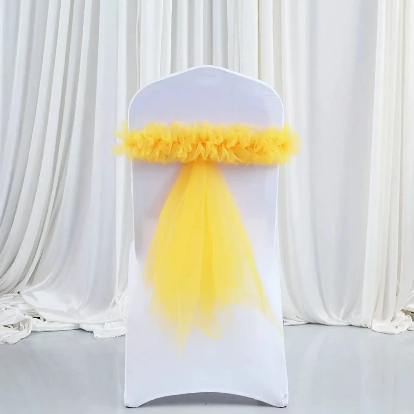 

1pcs Tretch Spandex Organza Chair Sash Bow For Wedding Party Event Banquet Home Decorations Wholesale Chair Sashes Knot