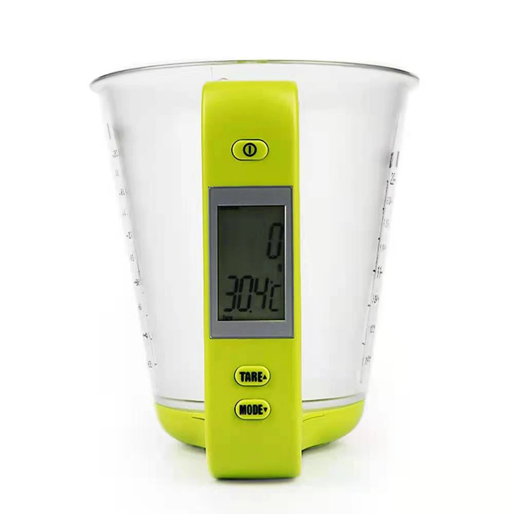 Taza de medici&oacute;n electr&oacute;nica, herramienta de pl&aacute;stico, jarra Digital graduada con b&aacute;scula, vaso de cocina, medici&oacute;n de temperatura de pesaje, pantalla LCD-1