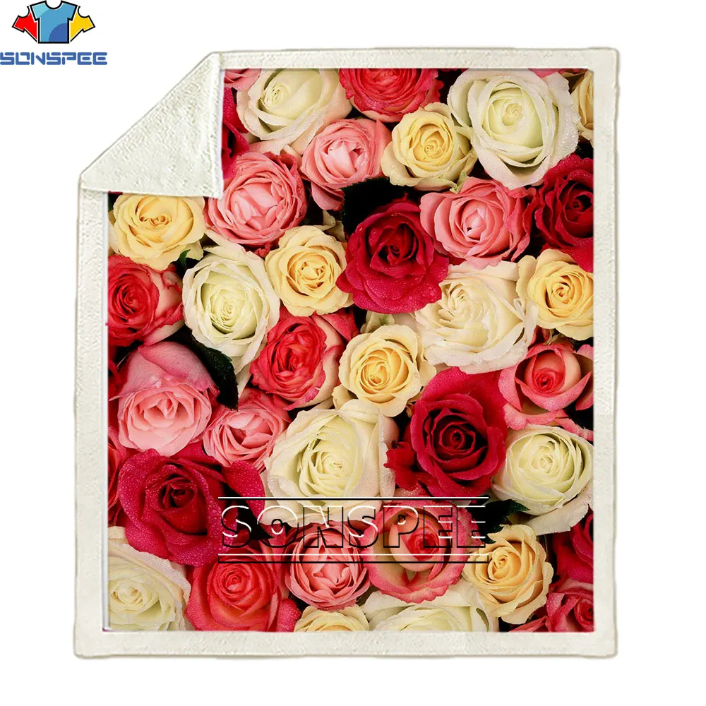

SONSPEE Flower Rose Blanket Winter Men's Women's Hyacinth Blanket 3D Printing Hip Hop Harajuku Clothing Blanket Leisure Vacation