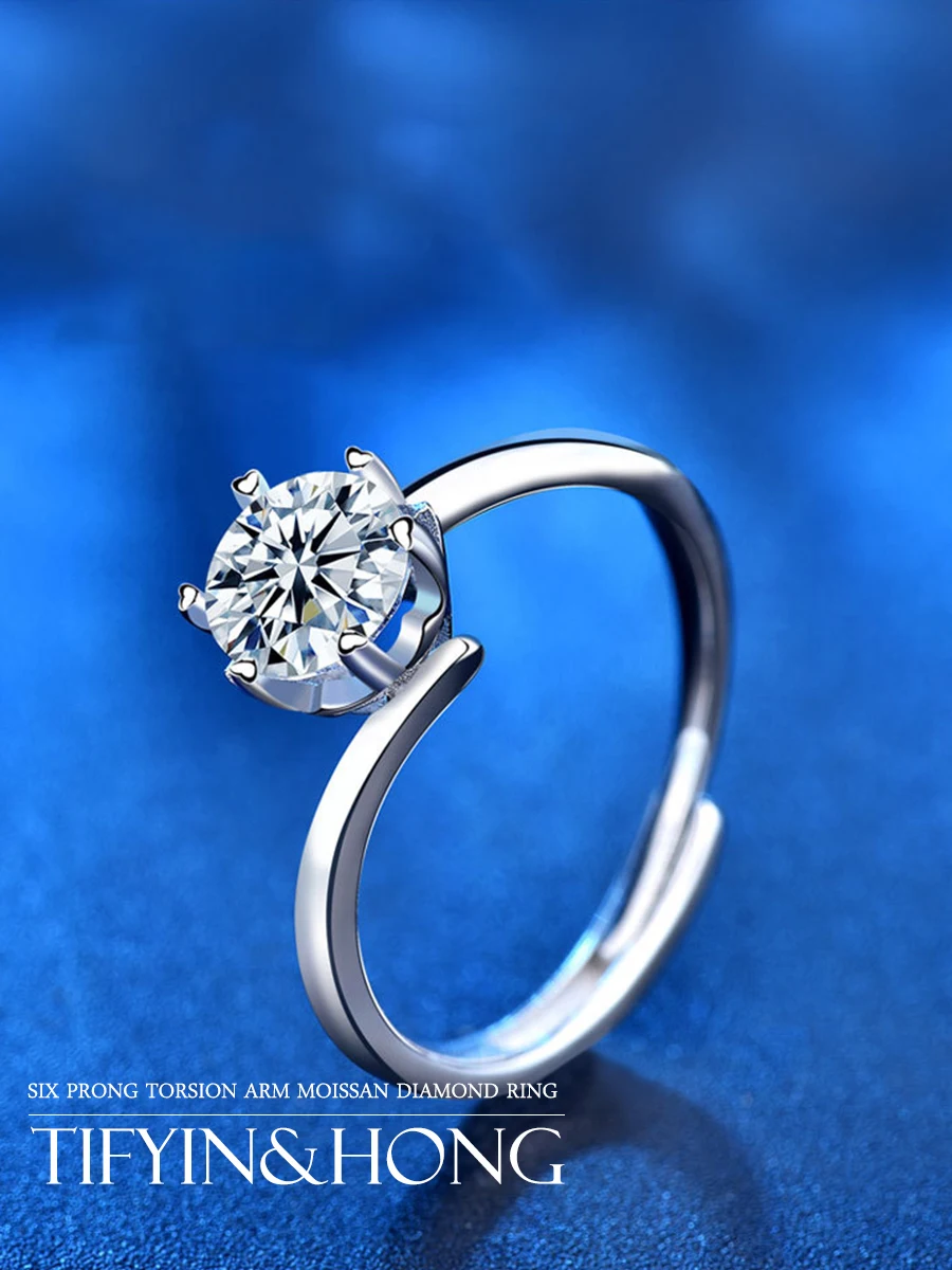 

2021 Trend Luxury Brand Jewelry fashion lady Moissanite adjustable size Ring Couple Unisex 925 Sterling Silver Ring