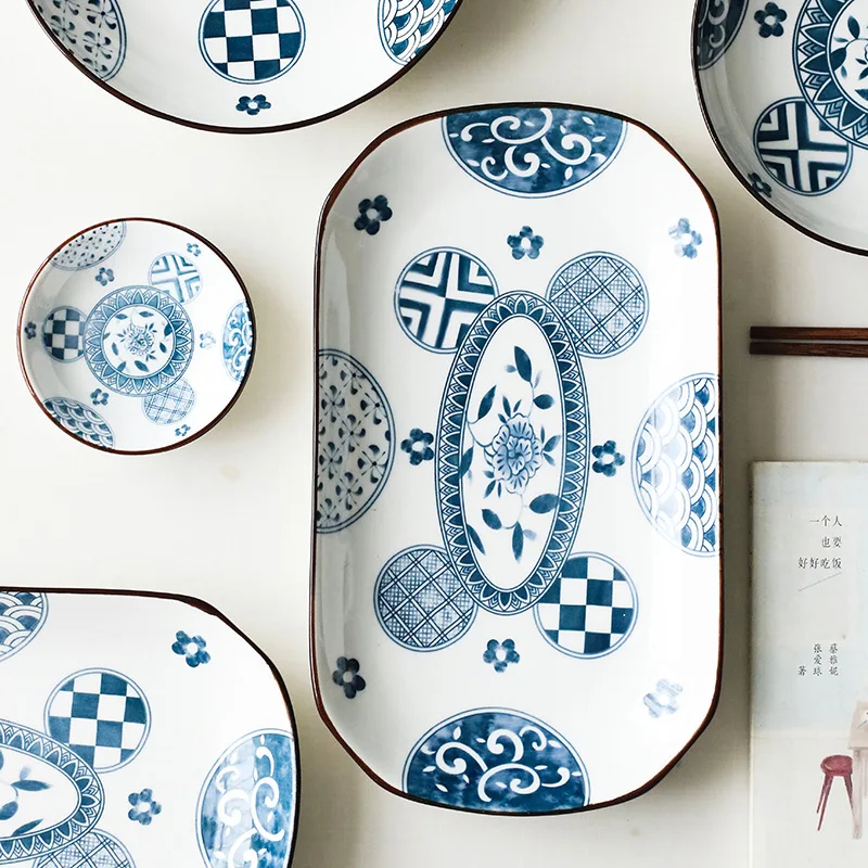 

Retro Style Japanese-Style Tableware Plain Elegant Household Utensils Plate Ceramics Tableware Set