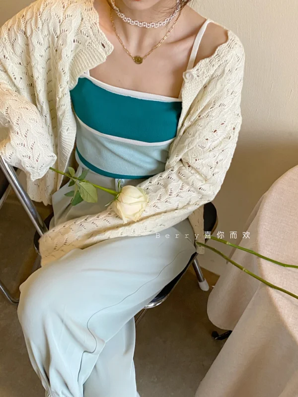 Новый Кремовый синий свитер Кардиган нежный тонкий| |