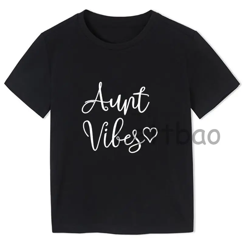 

Fashion Casual Kids Print Short-Sleeved T-Shirt Summer Personality Printing Children's Clothing Aunt Vibes Love Heart T Shirt