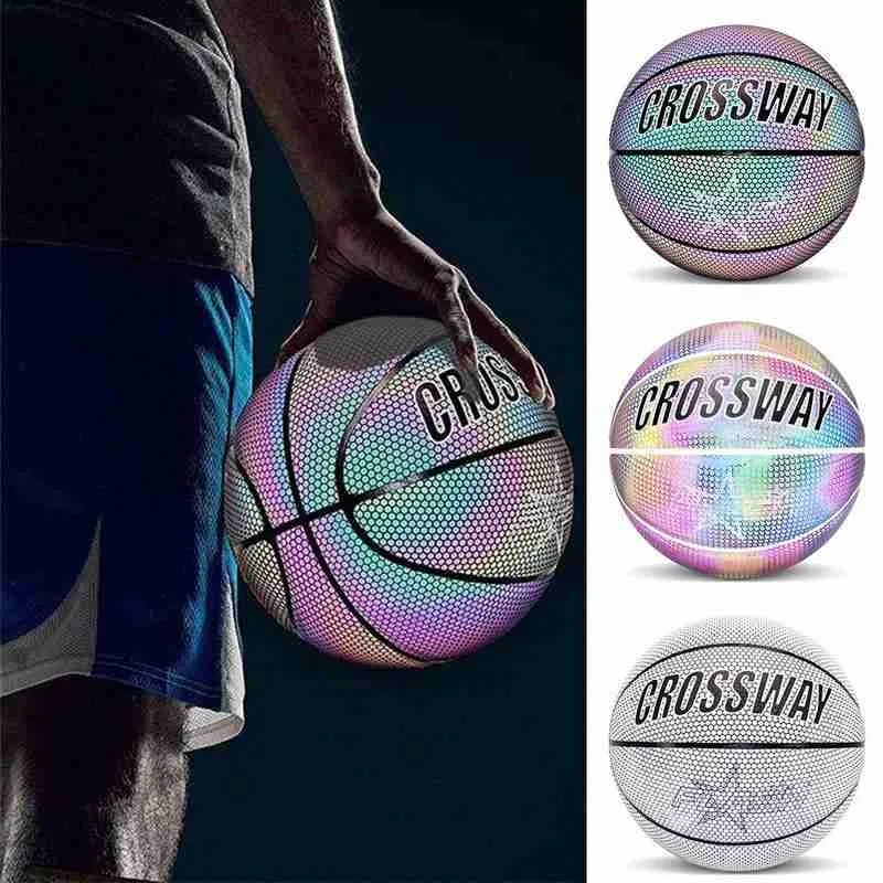 

Reflective No.7 Standard Basketball Personalized Luminous PU Basketball Great Gift With Inflatable Storage Set Night Sports