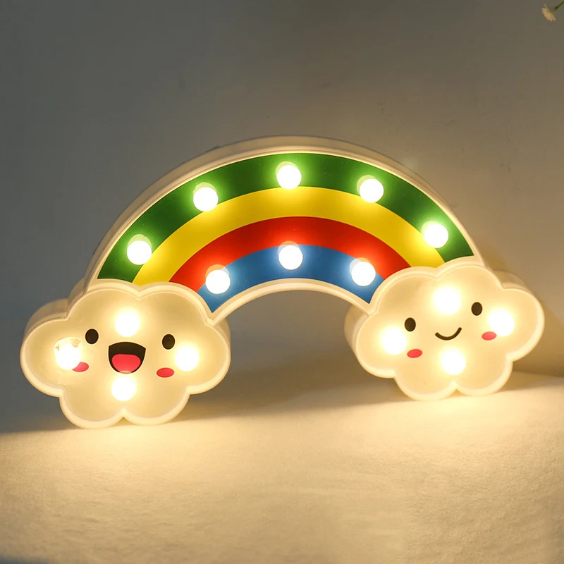 Cute Rainbow Lamp LED Night Light Battery Power Kids Bedroom Lighting Home Party Decor Children Baby Xmas Gift | Лампы и освещение