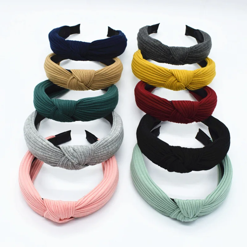 

Fashion Knot Knitted Headbands for Women Girls Wide Candy Color Solid Twist Hairbands Ladies Hair Hoops Bezel Hair Accessories