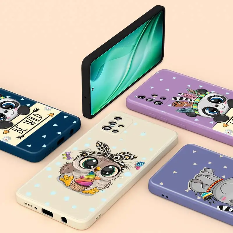 

Panda Hippo Eagle For Samsung A20S A02 A72 A71 A32 A31 A20 A30 A21S A91 A81 A52 A51 A50 Capa Liquid Silicone Phone Case
