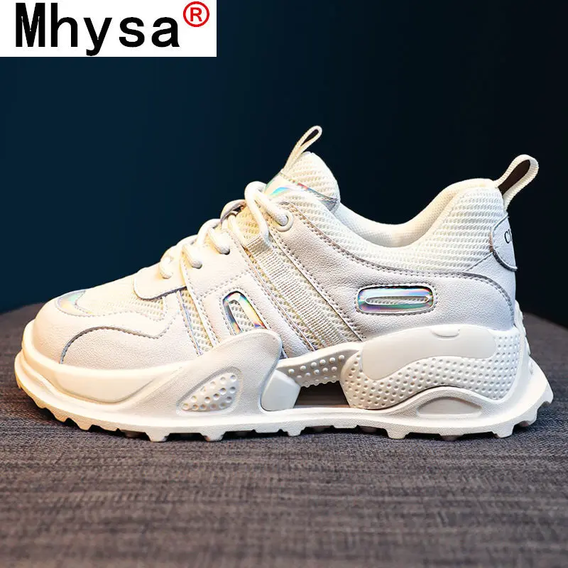 

2021 Spring Women's Chunky Sneakers Fashion Women Platform Shoes Lace Up Breathable Women Vulcanize Shoes Comfortable Dad Shoes
