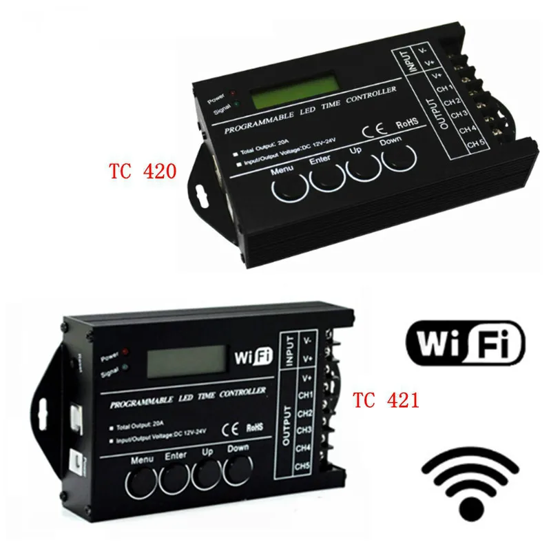 DC12V DC24V TC420/TC421 WiFi Время программируемый светодиодный контроллер диммер RGB аквариум Таймер для освещения Вход 5 каналов для светодиодной ленты