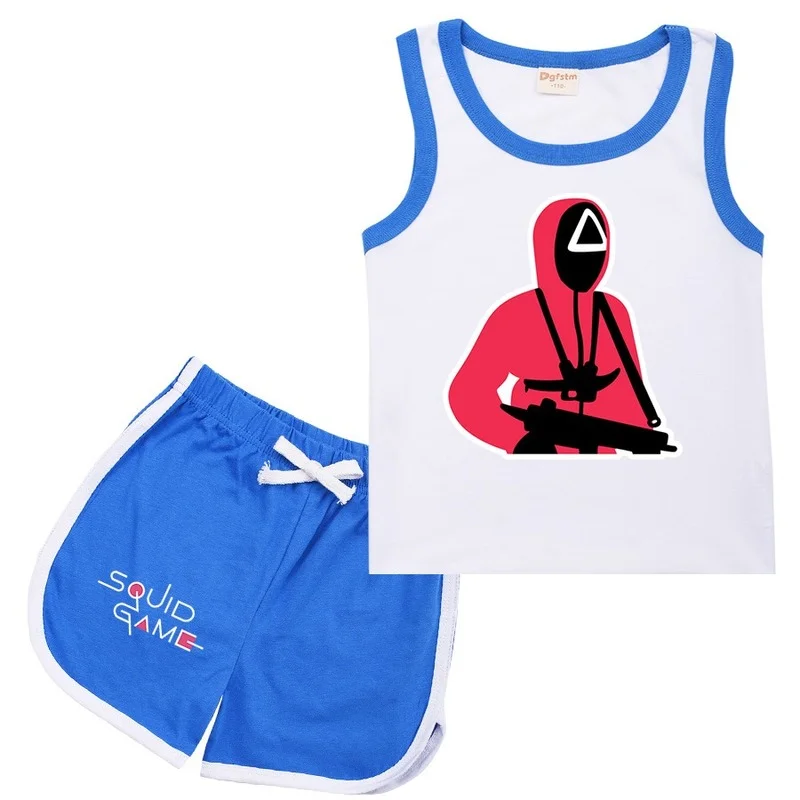 

Squid Game Netflix Cosplay Costumes Villain Short Sleeve T-Shirt Sports Suit Round Six T Shirt Shorts Running Sets Tees Girls