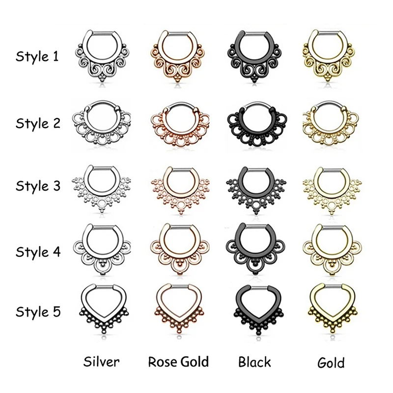 1 шт. медный носик кольцо Перегородка носа кольца пирсинг кликер Daith ухо