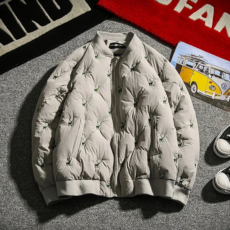 Liketkit мужские зимние винтажные куртки 2019 смешная вышивка хлопок Бейсбольный