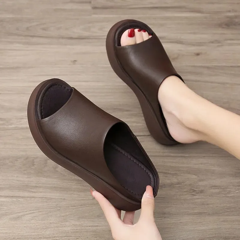 

Women's Sandals Microfiber Soft Leather Platform Sandals 2021 Summer Platform High Heels Ladies Sandals Summer Women's Shoes