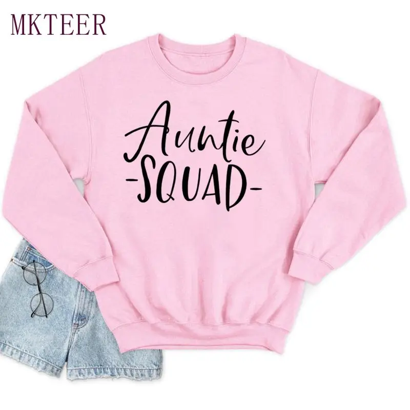 

Auntie Squad Sweatshirt Women O-Neck Autumn Winter Clothes Hoodies Pullover Fashion Letter Long Sleeve Ulzzang Top Korean Style
