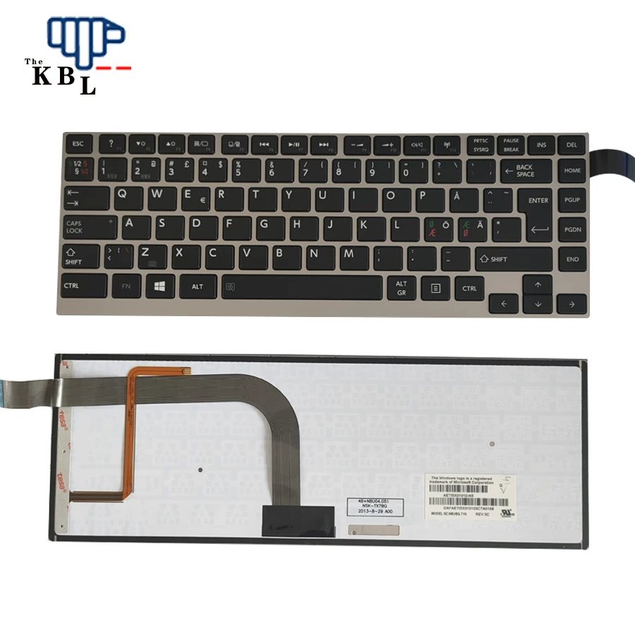 Новая Серебристая Клавиатура для ноутбука Toshiba W30 W30T W35 NR с подсветкой AETI5X01010 -