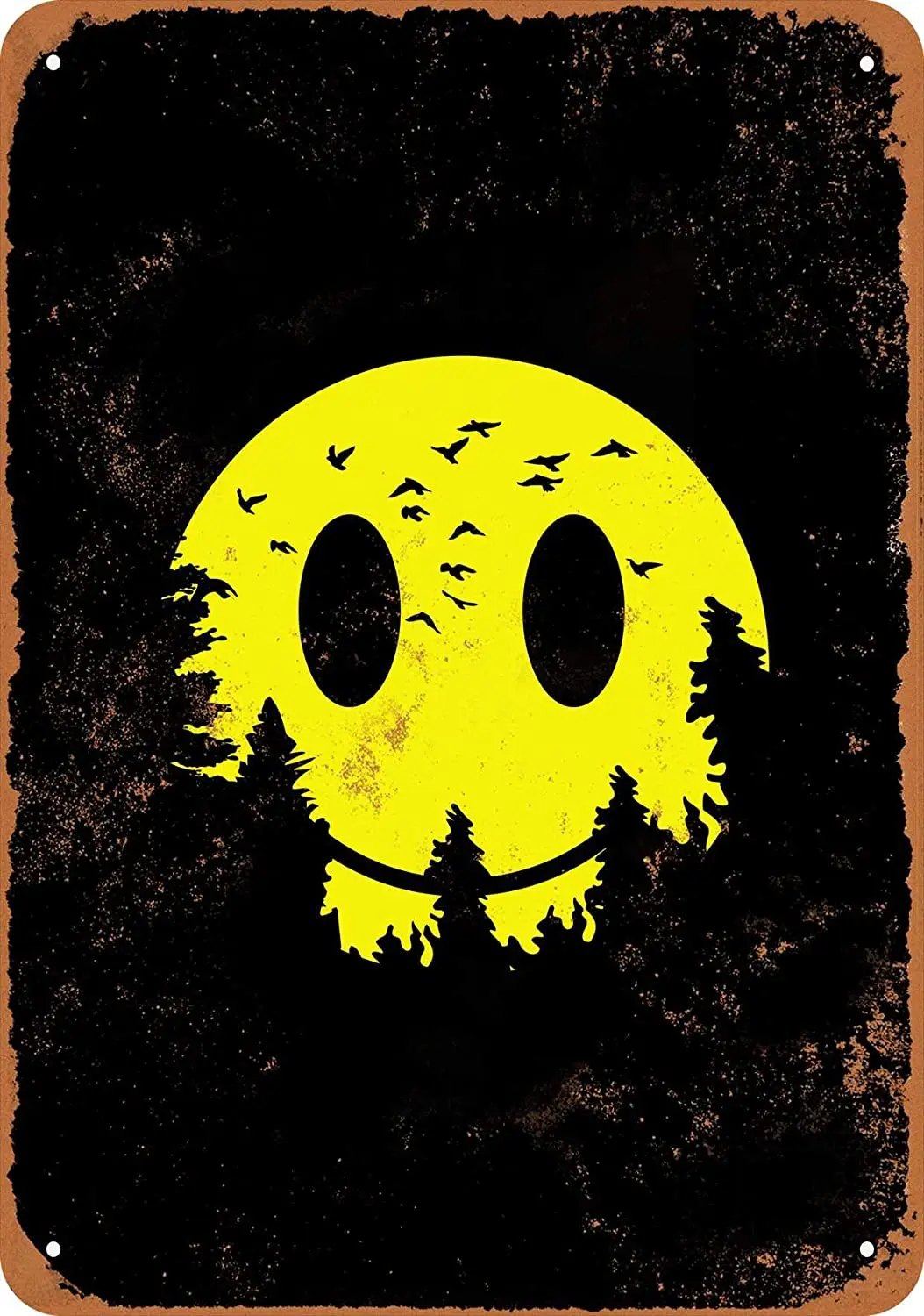 

WallColor 8*12 Metal Sign Smiley Face Moon Vintage Look
