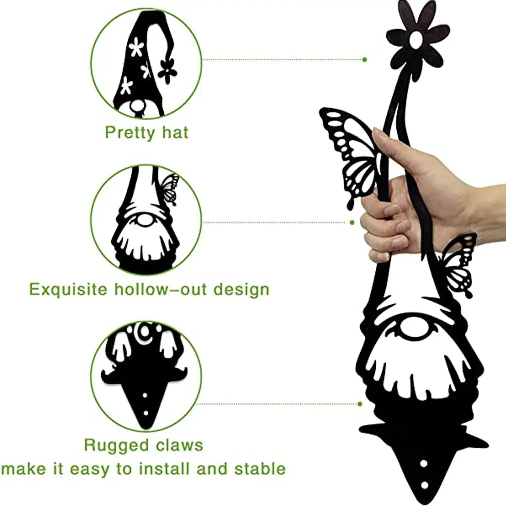 

Branch Gnomes Decoration Metal Yard Art Hollow Out Silhouette Garden Statue Lovely Guardian Of Outdoor Garden Lawn