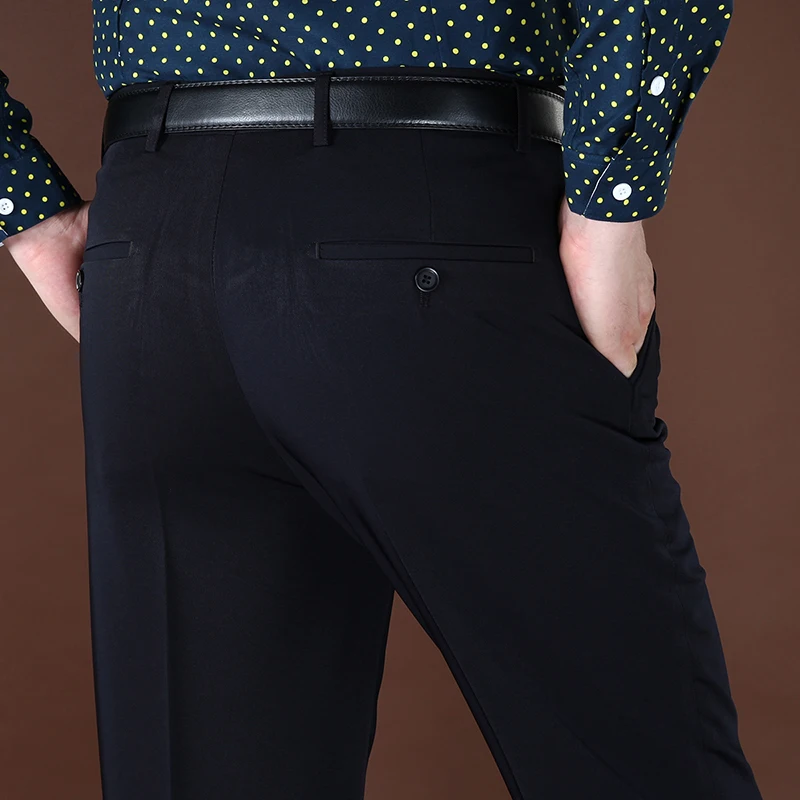 29-44 Classic Business Pants Men Spring Autumn Male Casual Stretch Long Solid Suit Baggy Zipper Straight Office Trousers | Мужская