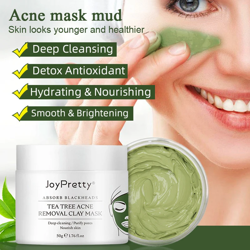 

Tea Tree Clay Mask Deep Cleansing Purifying Facial Pores Face Mask Skin Care for All Skin Types BUTT666