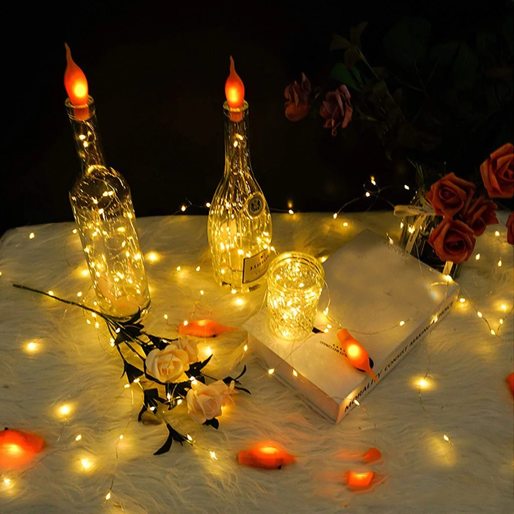 Светящаяся гирлянда пробка в виде бутылки вина с теплым пламенем 1 м 10