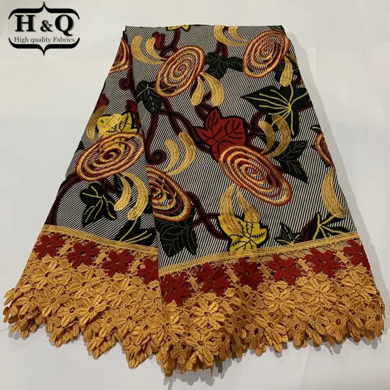 

H&Q prevalent african batik lace wax fabric 100% cotton embroidery 6 yards/pcs nigerian guipure lace water soluble fabrics H0927