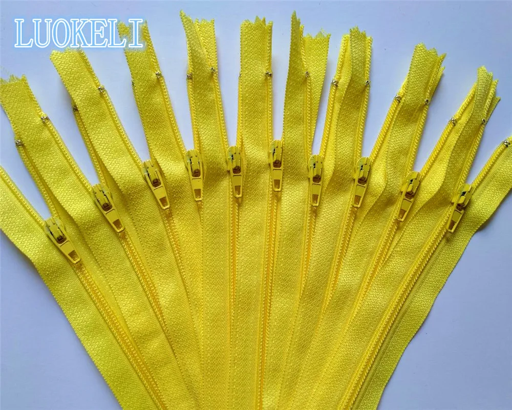 Yellow 50 шт. 3#(8 дюймов) 20 см Закрытая нейлоновая катушка на молнии портной процесс шитья многоцветная опционально - Цвет: Yellow