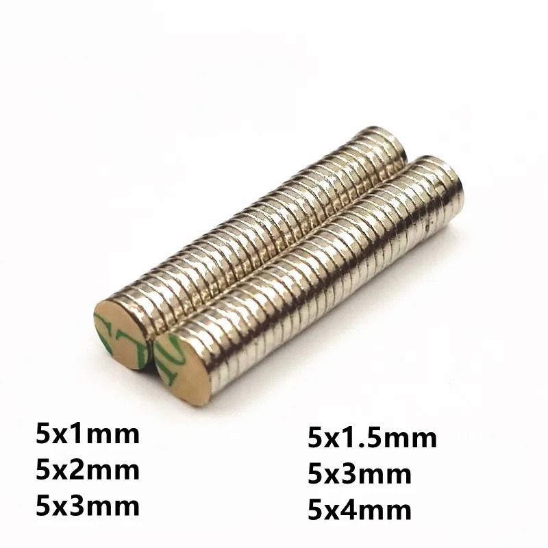 

Неодимовый магнит 100 шт./лот 5x1 5x1,5 5x2 5x3 5x4 мм ремень с 3 м самоклеящимся магнитом N35 NdFeB диаметр 5 мм толщина 1 1,5 2 3