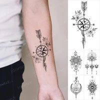 waterproof temporary tattoo stickers clock compass flower arrow henna flash tatoo women men indian hand painted small fake tatto