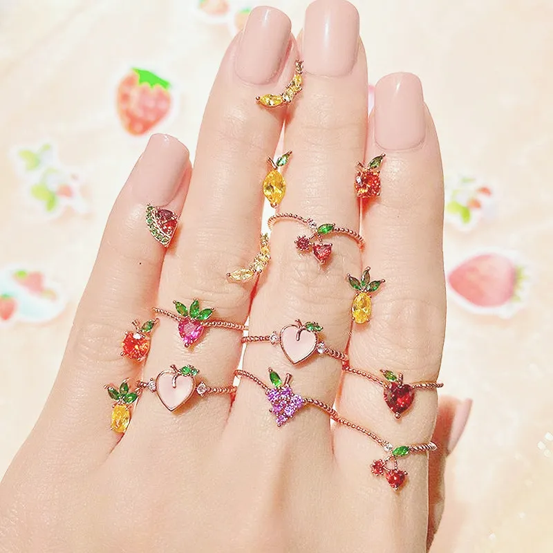 2020 Новое милое кольцо с фруктами удовольствие дикого винограда клубничным и