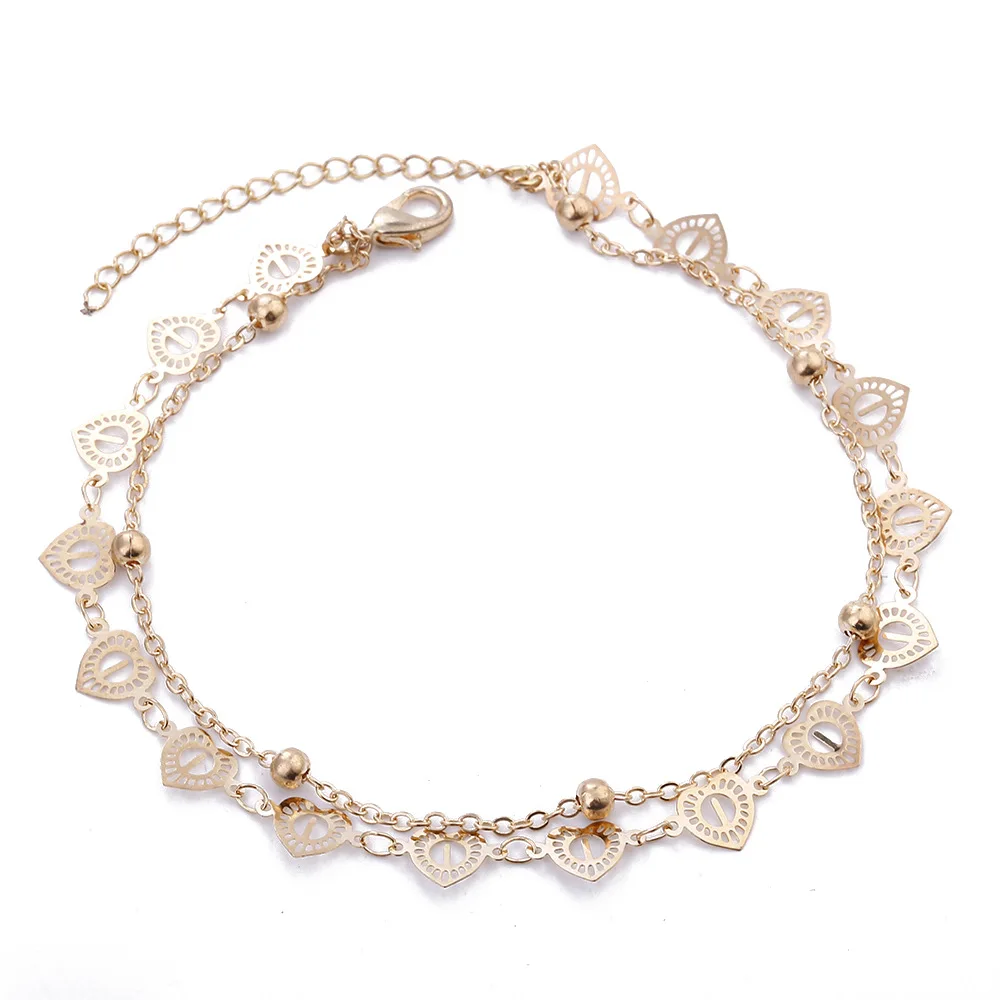 

New Boho Beach Handmade Foot Chain Anklets Love Heart Hollow Exquisite Footchain Anklet Bracelet for Women Jewelry