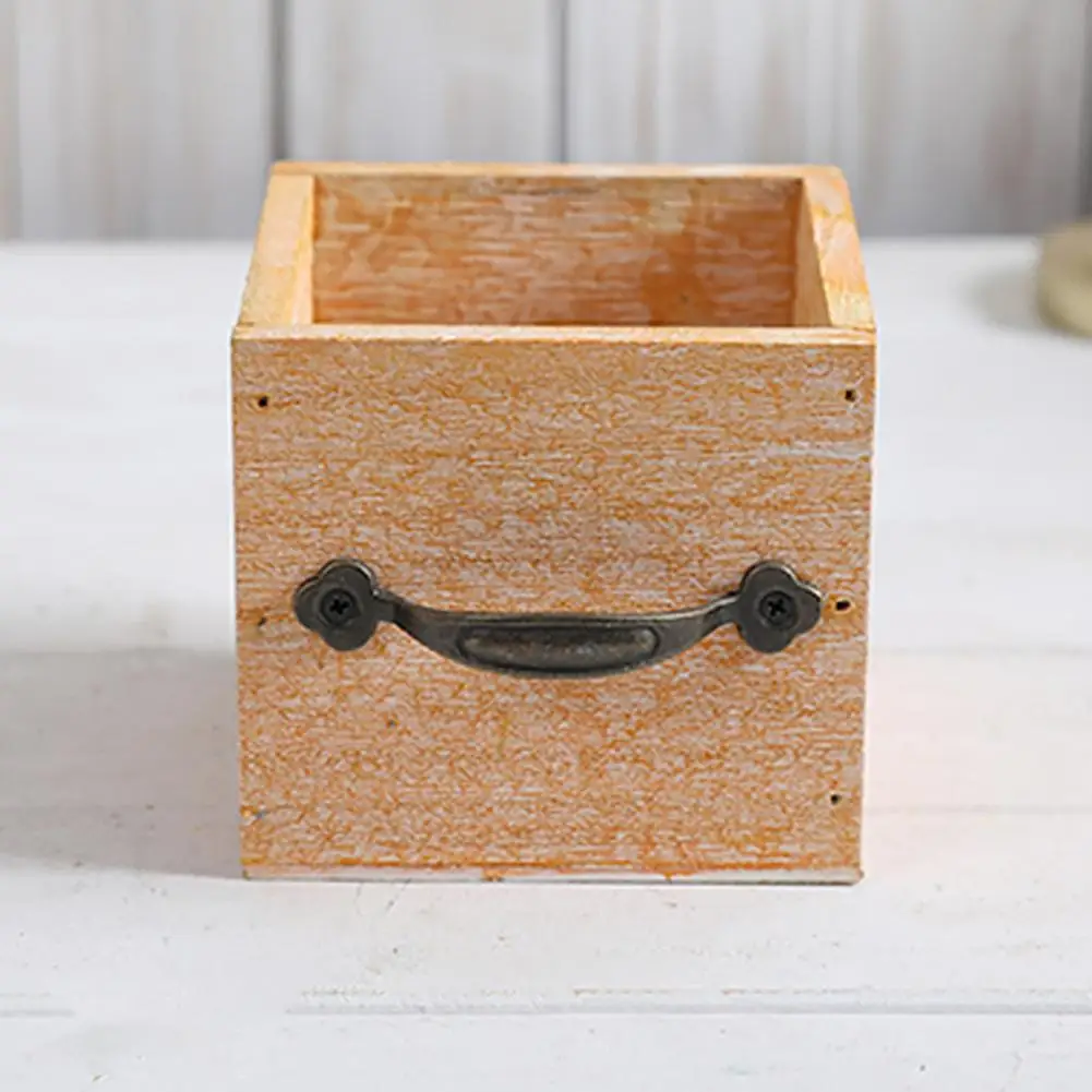 Vintage Style Cube Decorative Flower Basket Reusable Wood Arrangement Small Plant Pot Storage Office Decor | Дом и сад