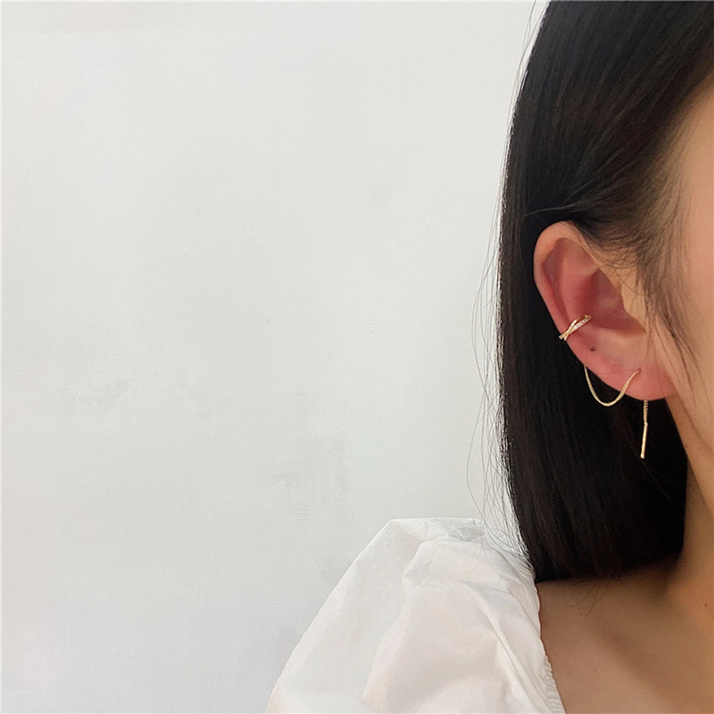 Серьги подвески с микро инкрустацией из циркония элегантные характерные висячие