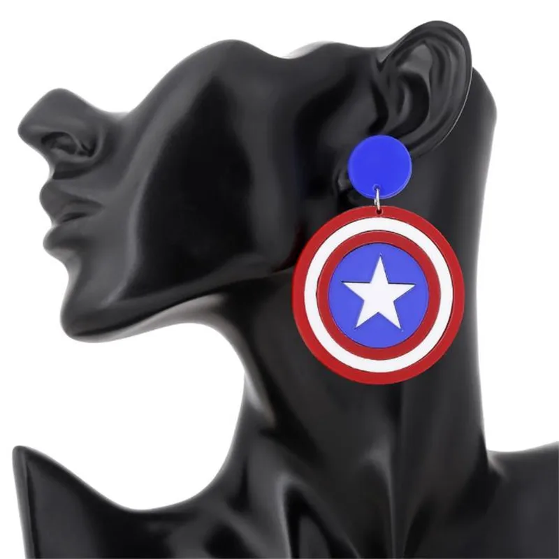 Акриловые сережки-гвоздики с подвеской в стиле фильма Капитан Америка для