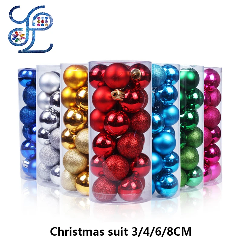 YL 48 шт./компл. украшения для рождественской елки 3/4/6/8 см Рождественский шар