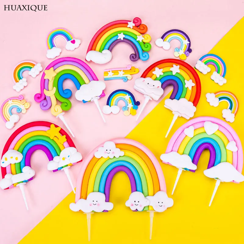 

1pcs Rainbow Clouds Cake Toppers for Birthday Party Cake Decoration Wedding Dessert Insert Baby Shower Cake Flags Cupcake Topper