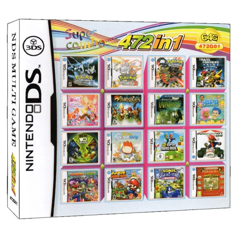 

472 In 1 Super Combo Video Game Card Cartridge Console Card Compilation for Nintendo DS 3DS 2DS NDS NDSL NDSI