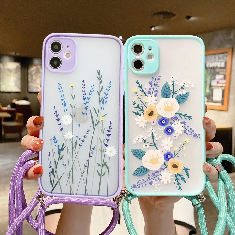 Рельеф цветок матовый ремешок шнур цепи Ремешок для Телефона iphone 11 Pro Max XR X XS макс 7