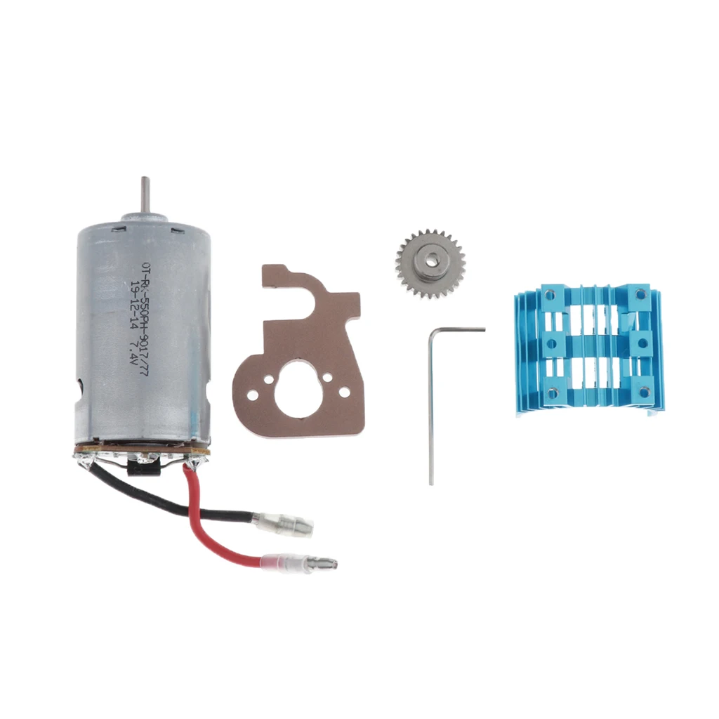 

1/14 RC Car Motor + 27T Motor Gear + Heatsink Upgrade Part for WLtoys 144001