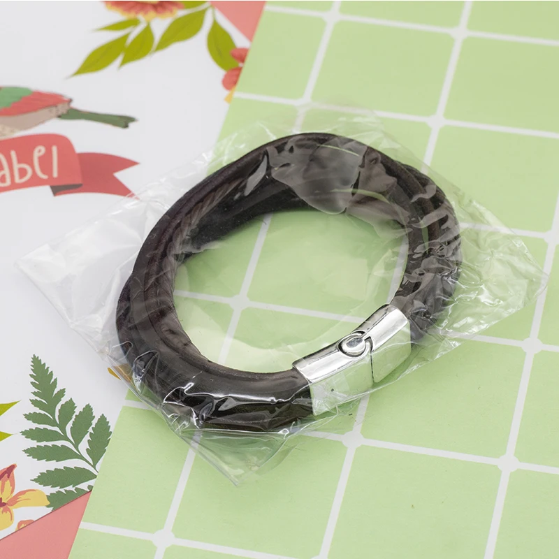 Мужские Многослойные ювелирные изделия винтажный кожаный браслет с магнитной