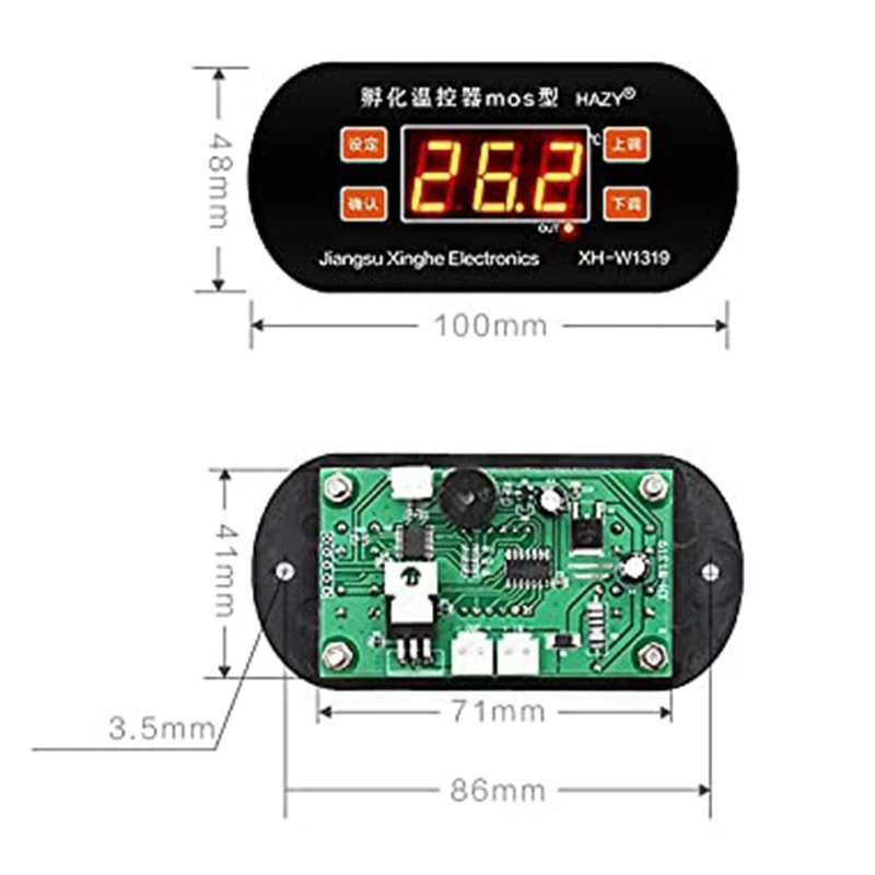 

XH-W1319 Incubation Thermostat Digital Temperature Controller Hatching Mute Heating Temperature Control 0.1 Degree