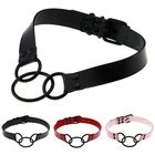 Ожерелье-чокер женское кожаное с 3 кругами, в готическом стиле