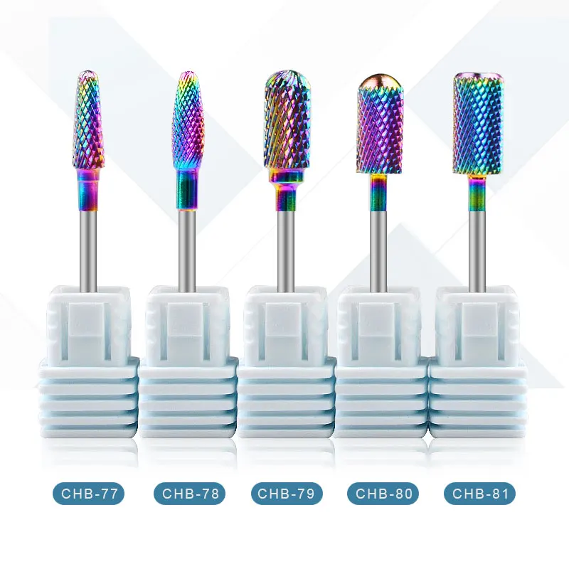 

5 Type Rainbow Tungsten Carbide Milling Cutter For Manicure carbide Nail Drill Bit Electric Manicure Machine Drill Tools