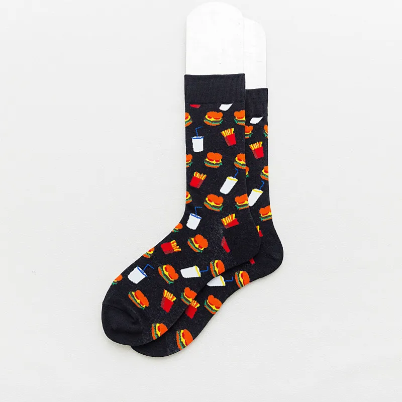 Разноцветные носки с изображением хот-дога гамбургера и пива новинка мужские