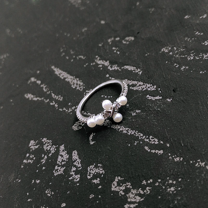 

MEIJI S925 Sterling Silver Zircon Cross Pearl Rings High-quality Simple Engagement Rings For Women Banquet Luxury Brand Jewelry