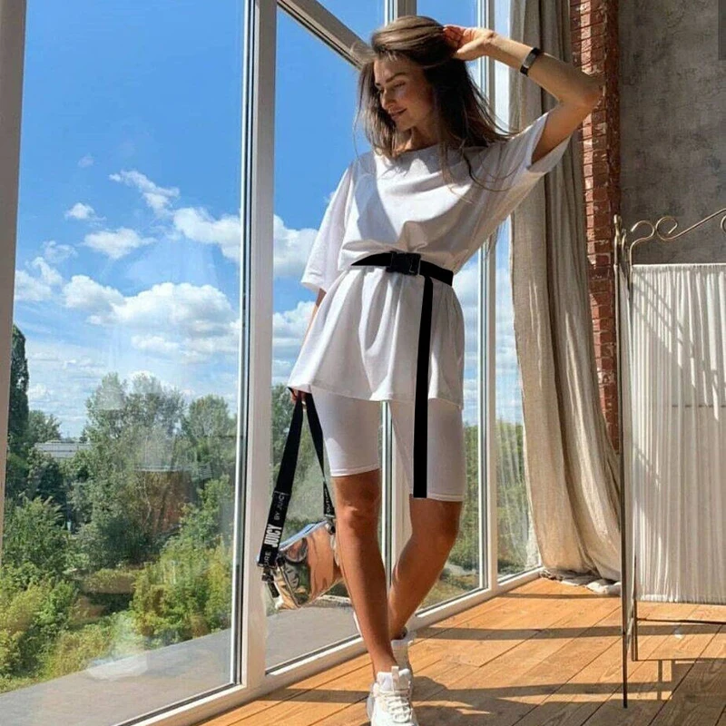 Женский Повседневный однотонный костюм из двух предметов с поясом однотонные