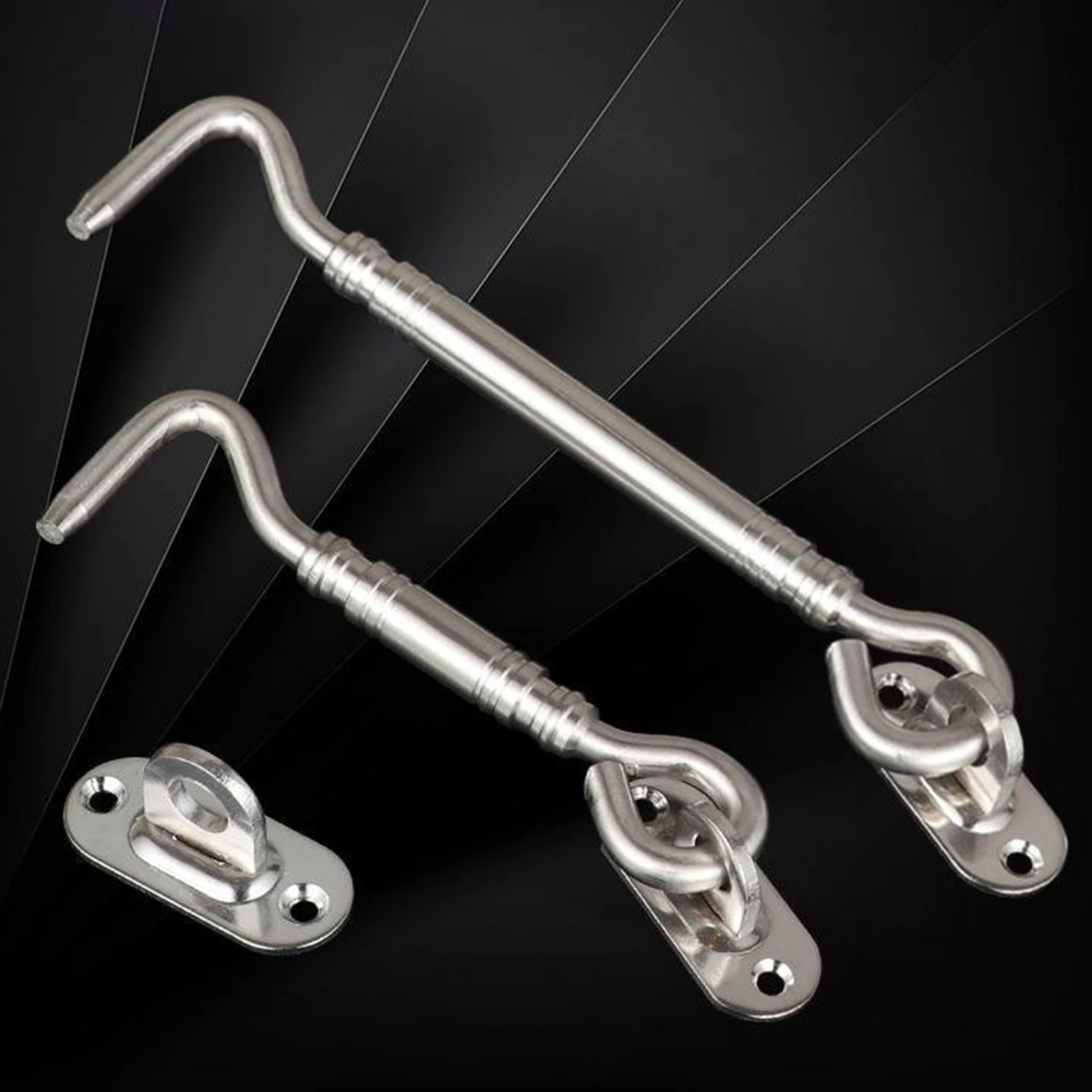 

4 Sizes Stainless Steel Window Lock with Safety Switch Cabin Hook Door Eye Latch Silent Catch Holder