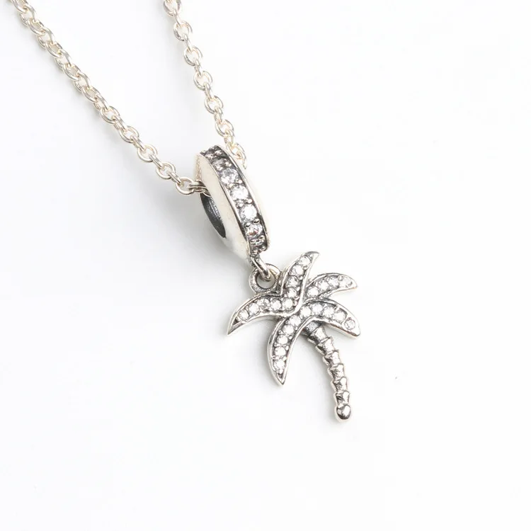 

Amas S925 Sterling Silver New Diamond Coconut Tree Pendant Fit Original Bracelet Necklace